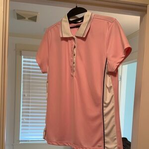 Izod Golf Pink and White Button Down Shirt